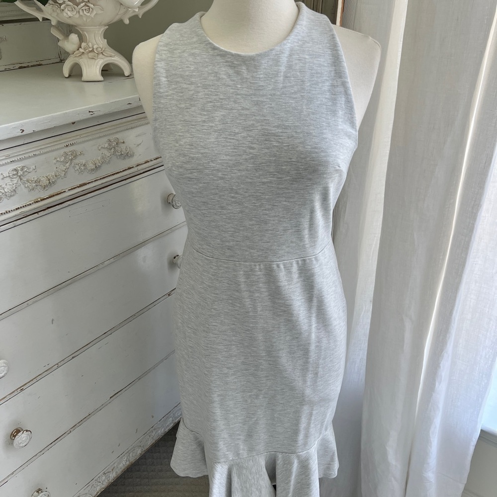 Banana Republic Light Gray Midi Dress with Ruffle Hem